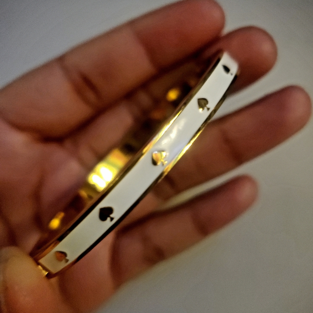 Gold and White Heart Bangle